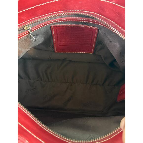 Coach 6121 Bleecker Satchel Linen Canvas & Red Leather Tote Bag*Vintage 1999 - Picture 11 of 16